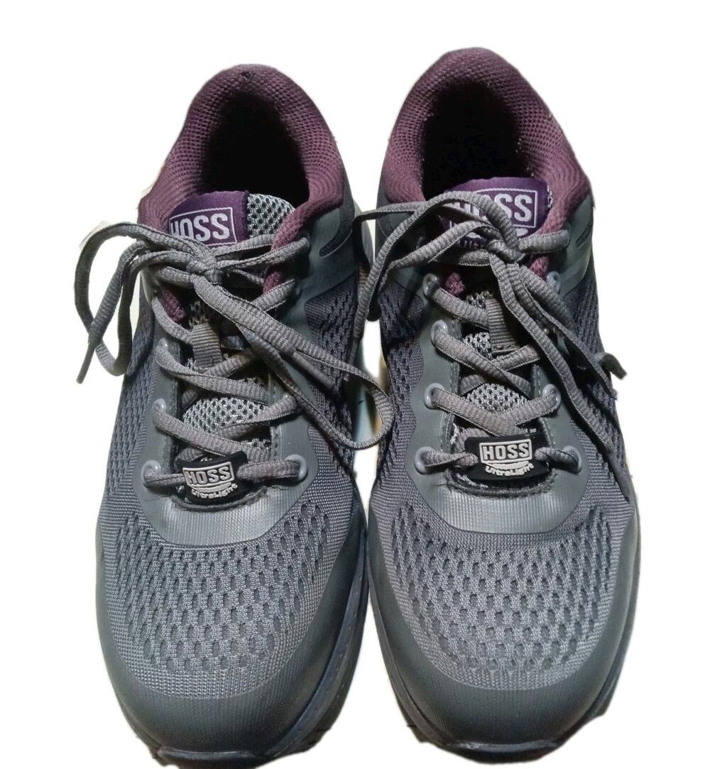 Hoss Women's Mesh Alto Safety Shoes in grey violet carbon nanofiber toe Sz.8.5